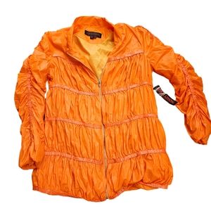 Simon Chang size 16 Orange ruched lightweight Windbreaker